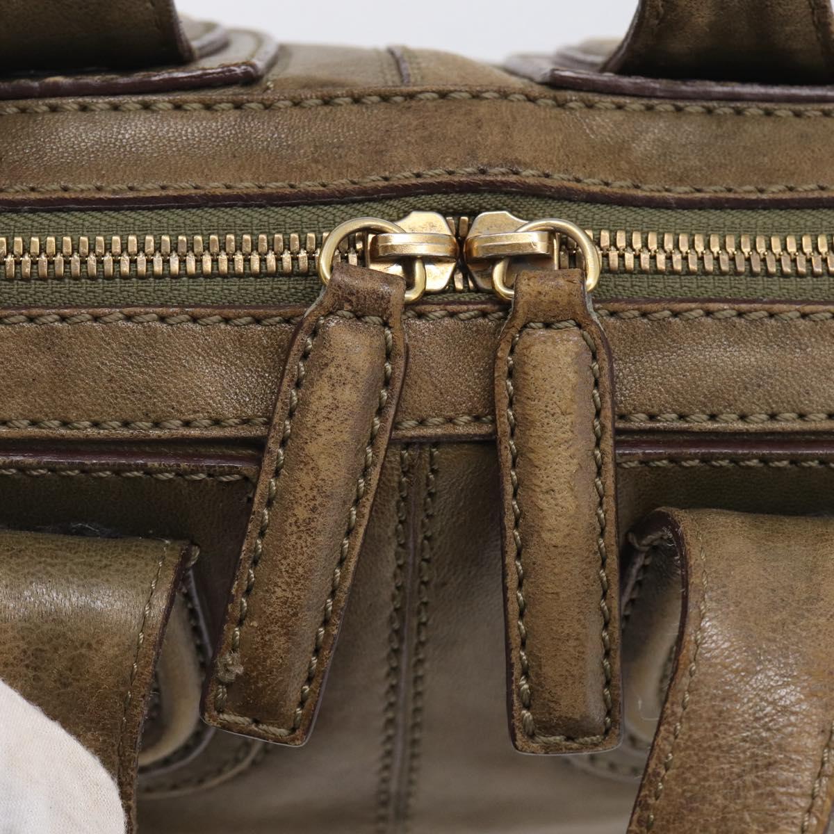 GIVENCHY Nightingale Hand Bag Leather 2way Brown Gold Auth 216153
