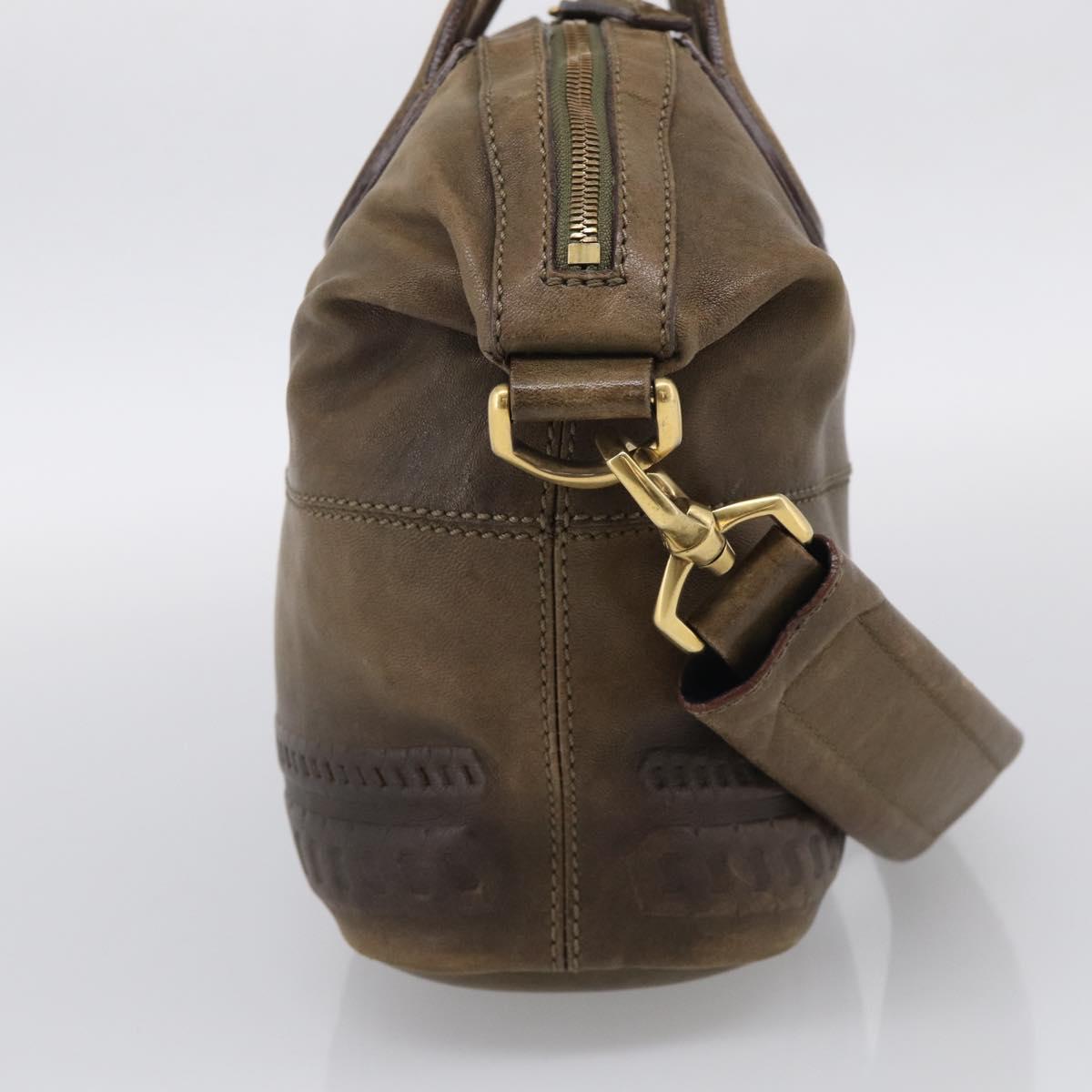GIVENCHY Nightingale Hand Bag Leather 2way Brown Gold Auth 216153