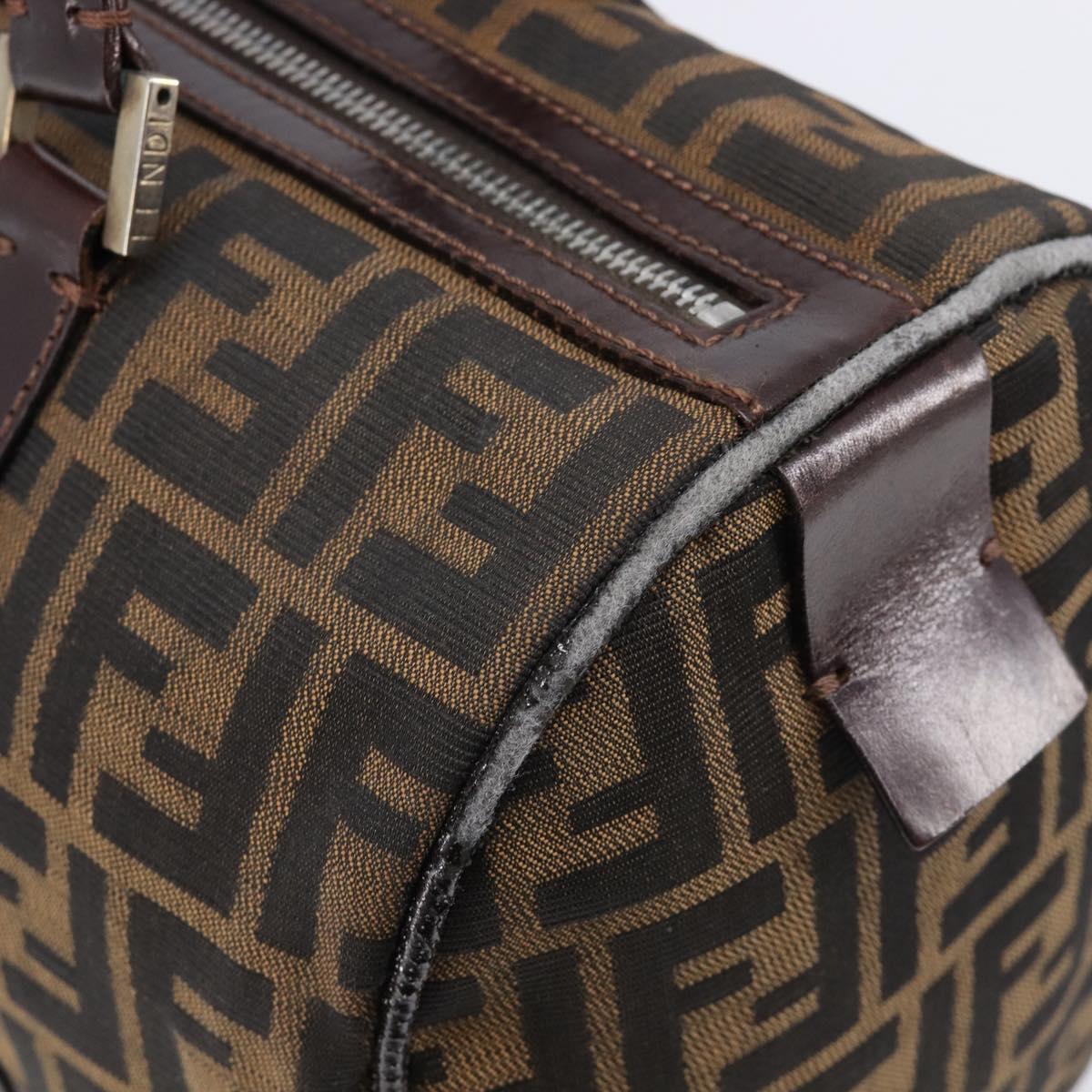 FENDI Zucca Canvas Hand Bag Brown Black Auth 216161