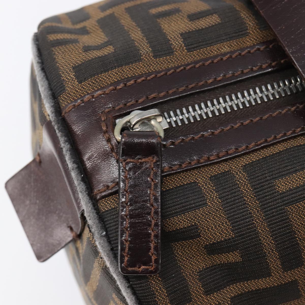 FENDI Zucca Canvas Hand Bag Brown Black Auth 216161