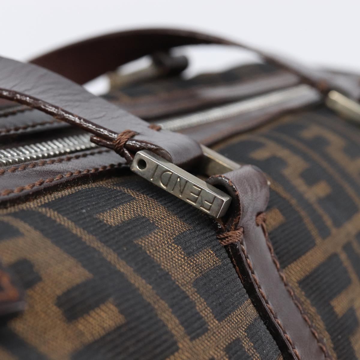 FENDI Zucca Canvas Hand Bag Brown Black Auth 216161