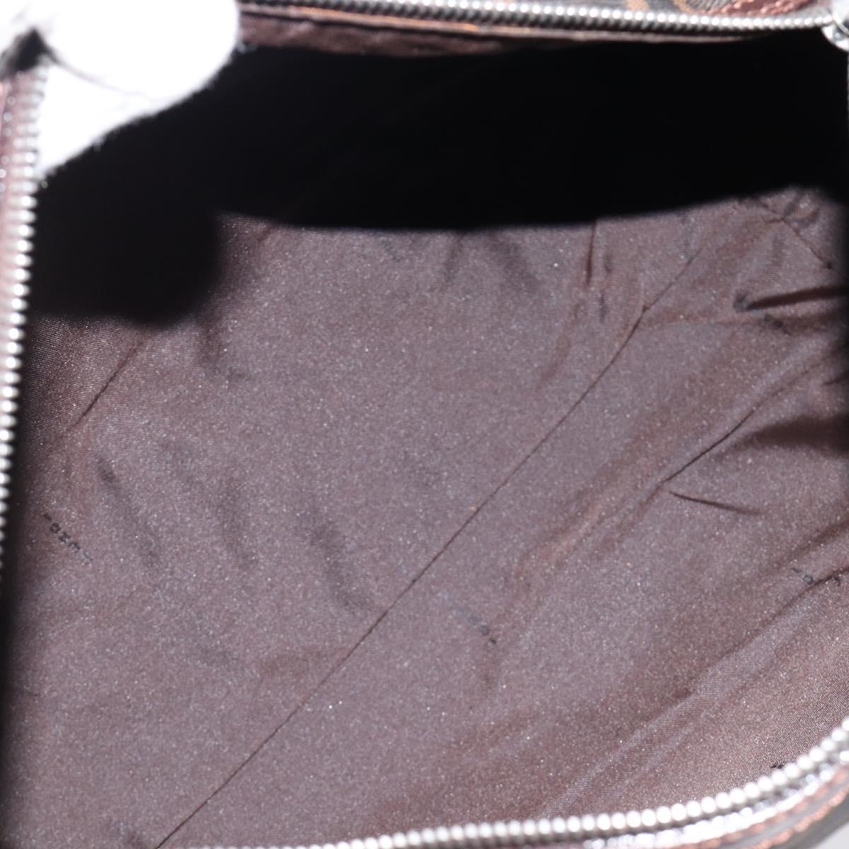 FENDI Zucca Canvas Hand Bag Brown Black Auth 216161