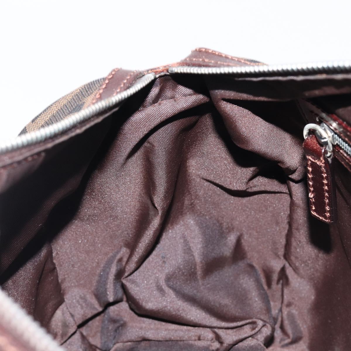 FENDI Zucca Canvas Hand Bag Brown Black Auth 216161