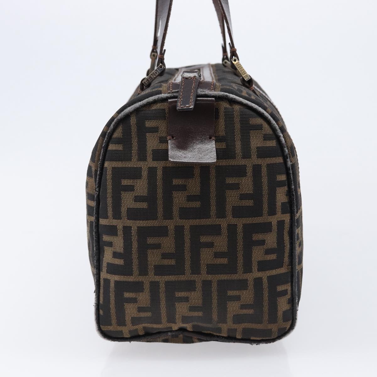 FENDI Zucca Canvas Hand Bag Brown Black Auth 216161