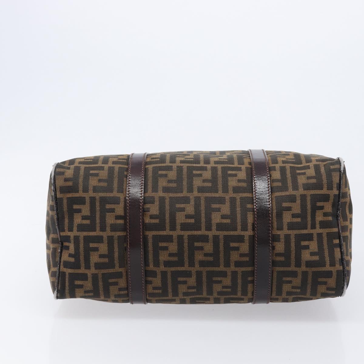 FENDI Zucca Canvas Hand Bag Brown Black Auth 216161