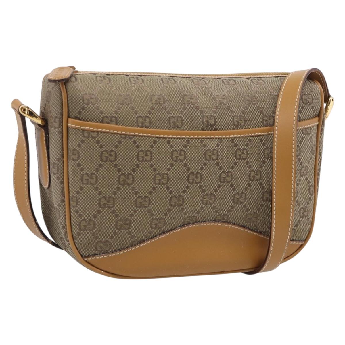 GUCCI GG Supreme Shoulder Bag Beige Gold Auth 216162