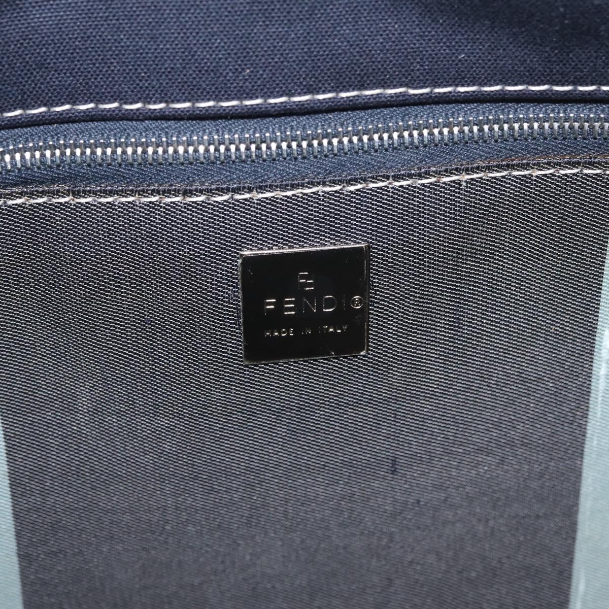 FENDI Mamma Baguette Shoulder Bag Canvas Navy Silver Auth 216165V
