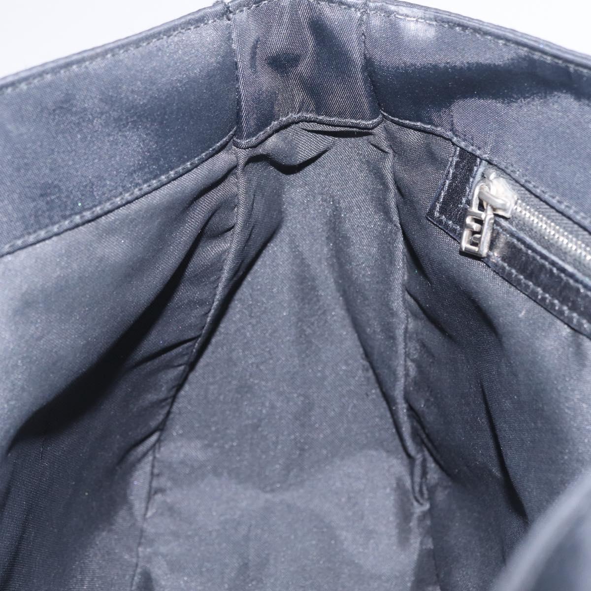FENDI Tote Bag Nylon Black Silver Auth 216166A