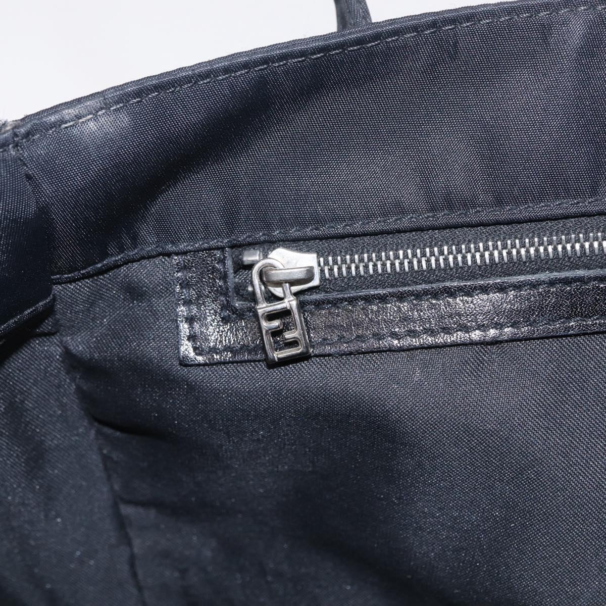 FENDI Tote Bag Nylon Black Silver Auth 216166A