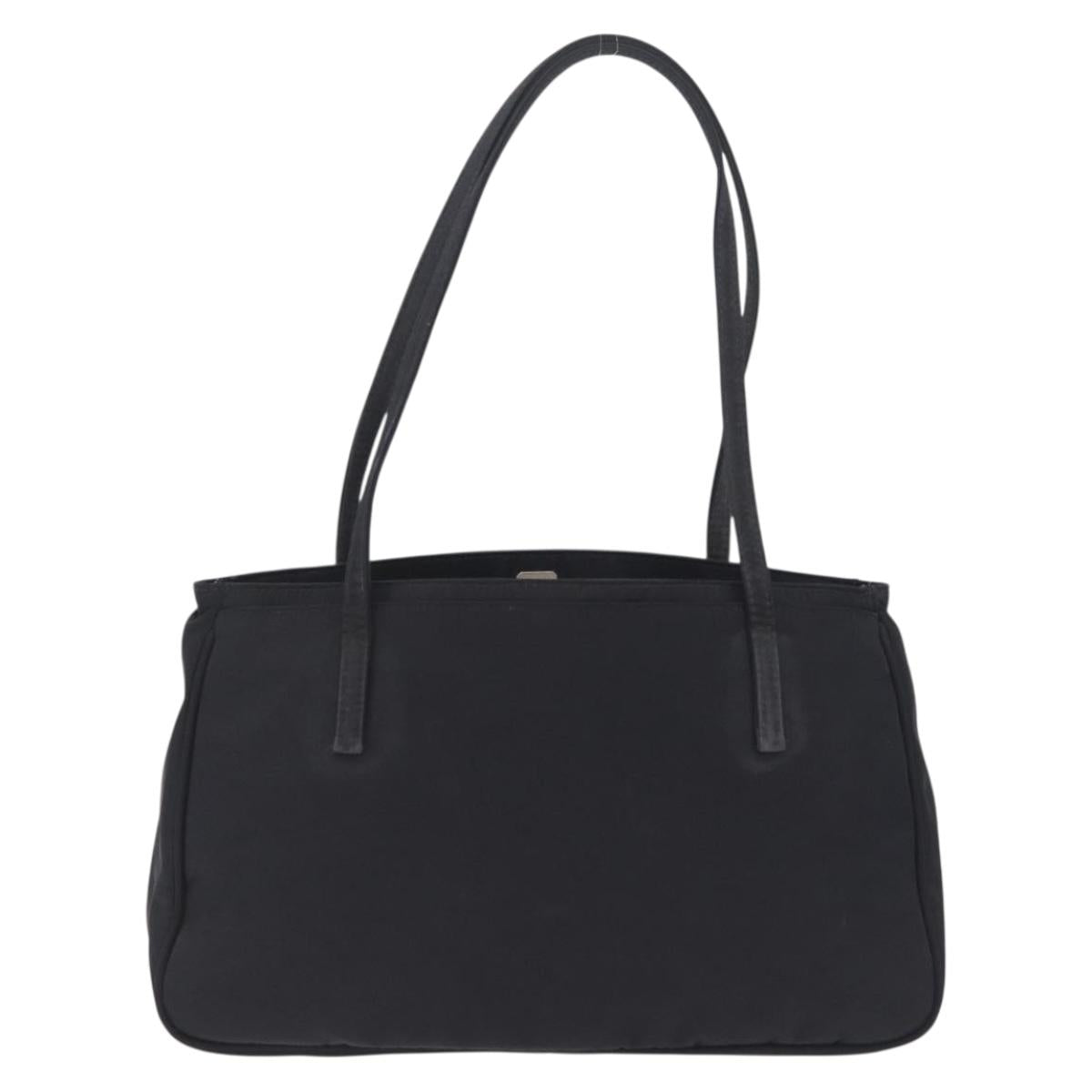 FENDI Tote Bag Nylon Black Silver Auth 216166A