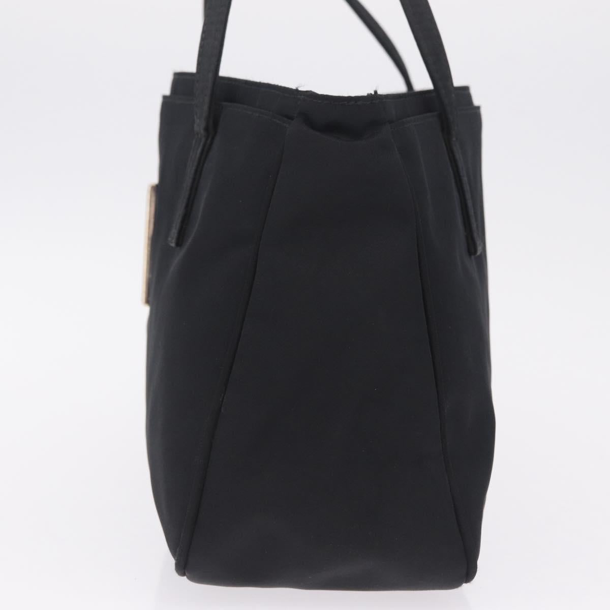 FENDI Tote Bag Nylon Black Silver Auth 216166A