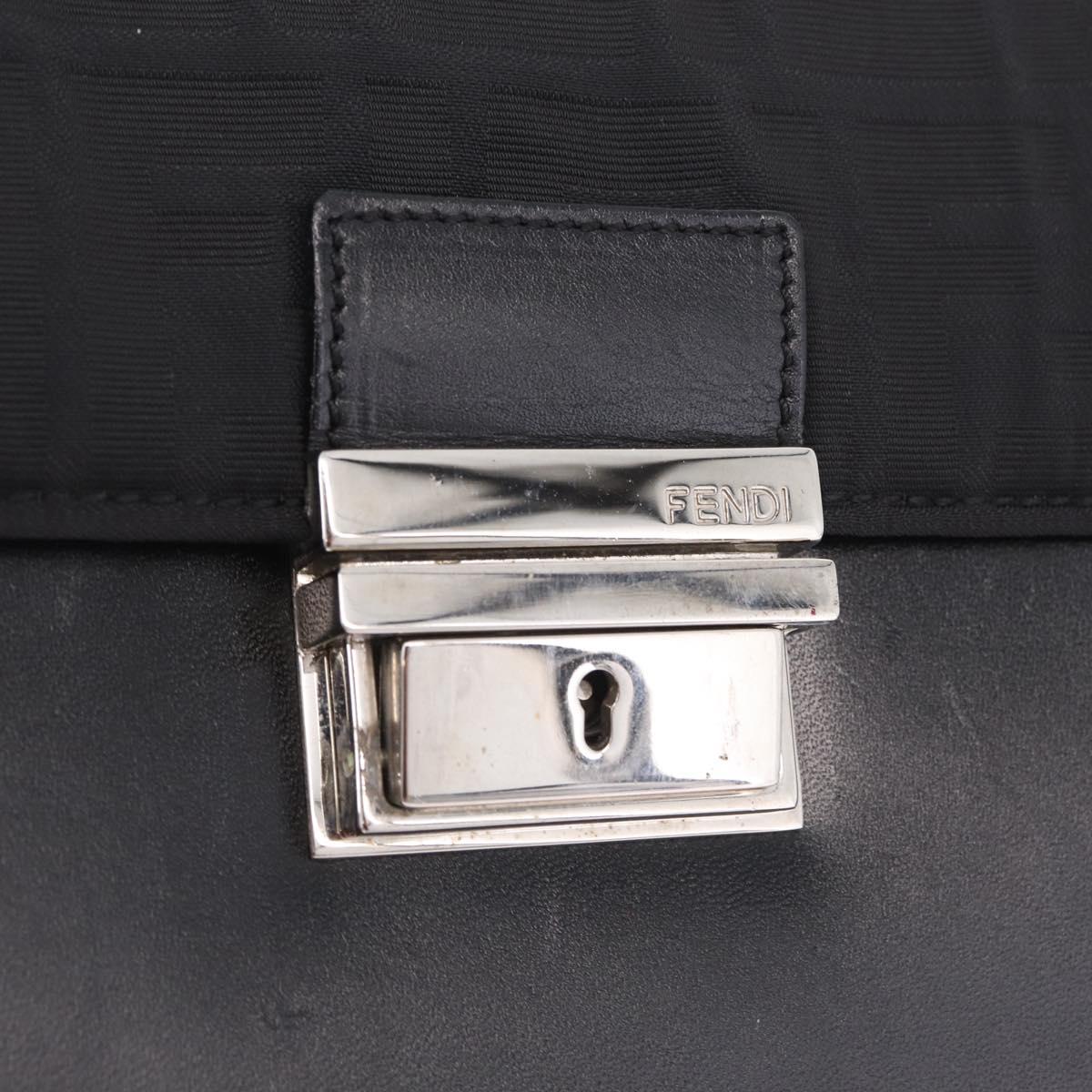 FENDI Zucca Canvas Clutch Bag Black Silver Auth 216171