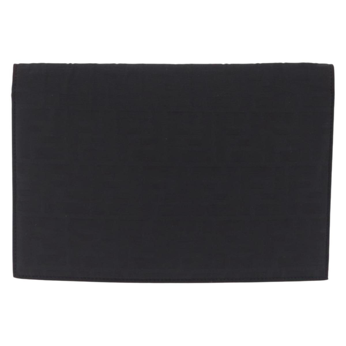 FENDI Zucca Canvas Clutch Bag Black Silver Auth 216171