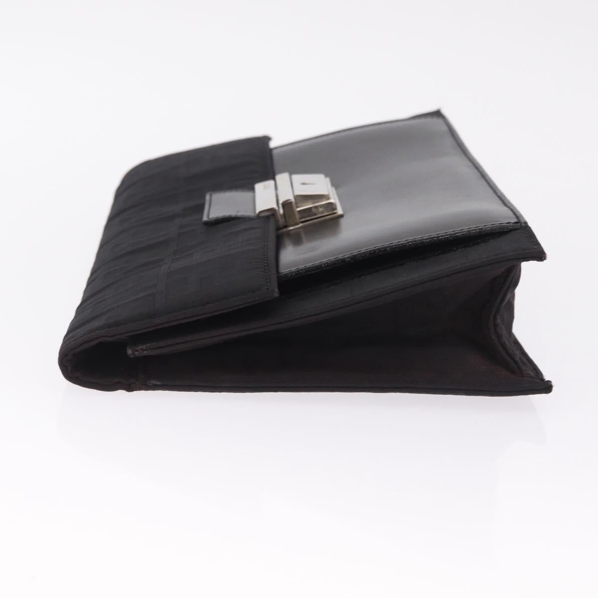 FENDI Zucca Canvas Clutch Bag Black Silver Auth 216171