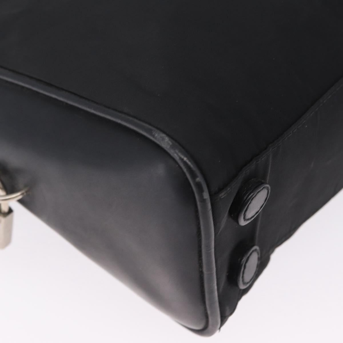 PRADA Hand Bag Nylon Black Silver Auth 216172