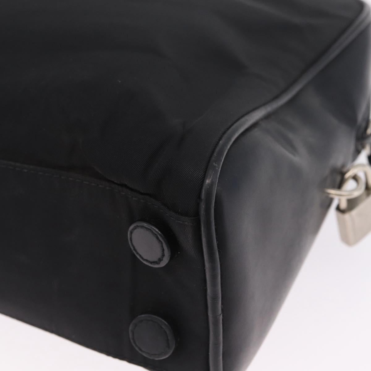 PRADA Hand Bag Nylon Black Silver Auth 216172