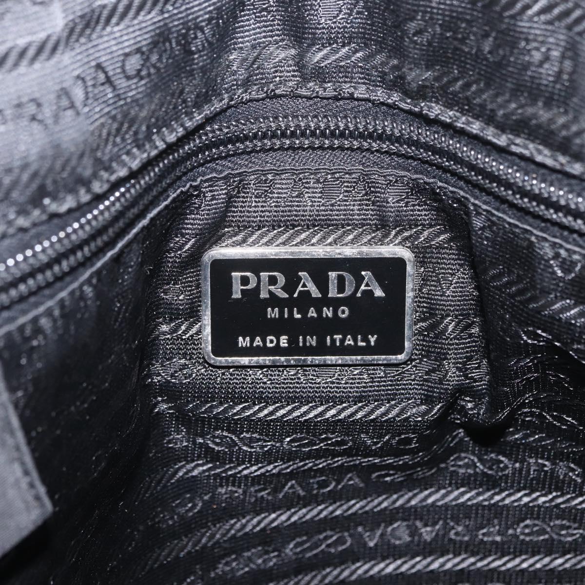 PRADA Hand Bag Nylon Black Silver Auth 216172