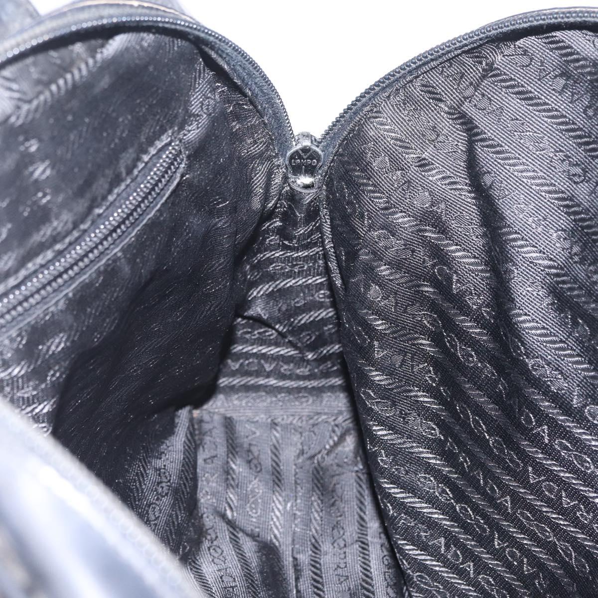 PRADA Hand Bag Nylon Black Silver Auth 216172