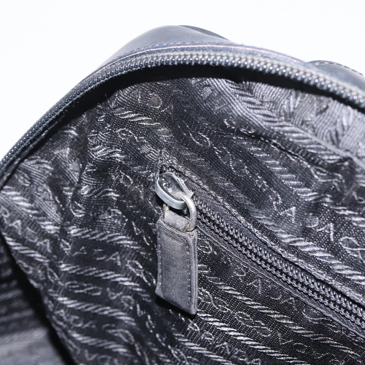 PRADA Hand Bag Nylon Black Silver Auth 216172