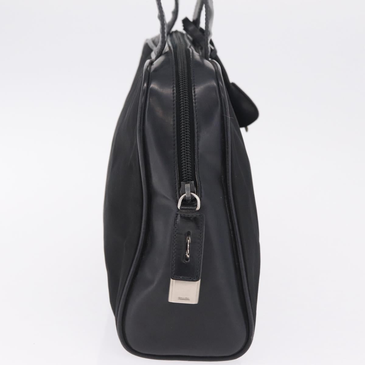 PRADA Hand Bag Nylon Black Silver Auth 216172