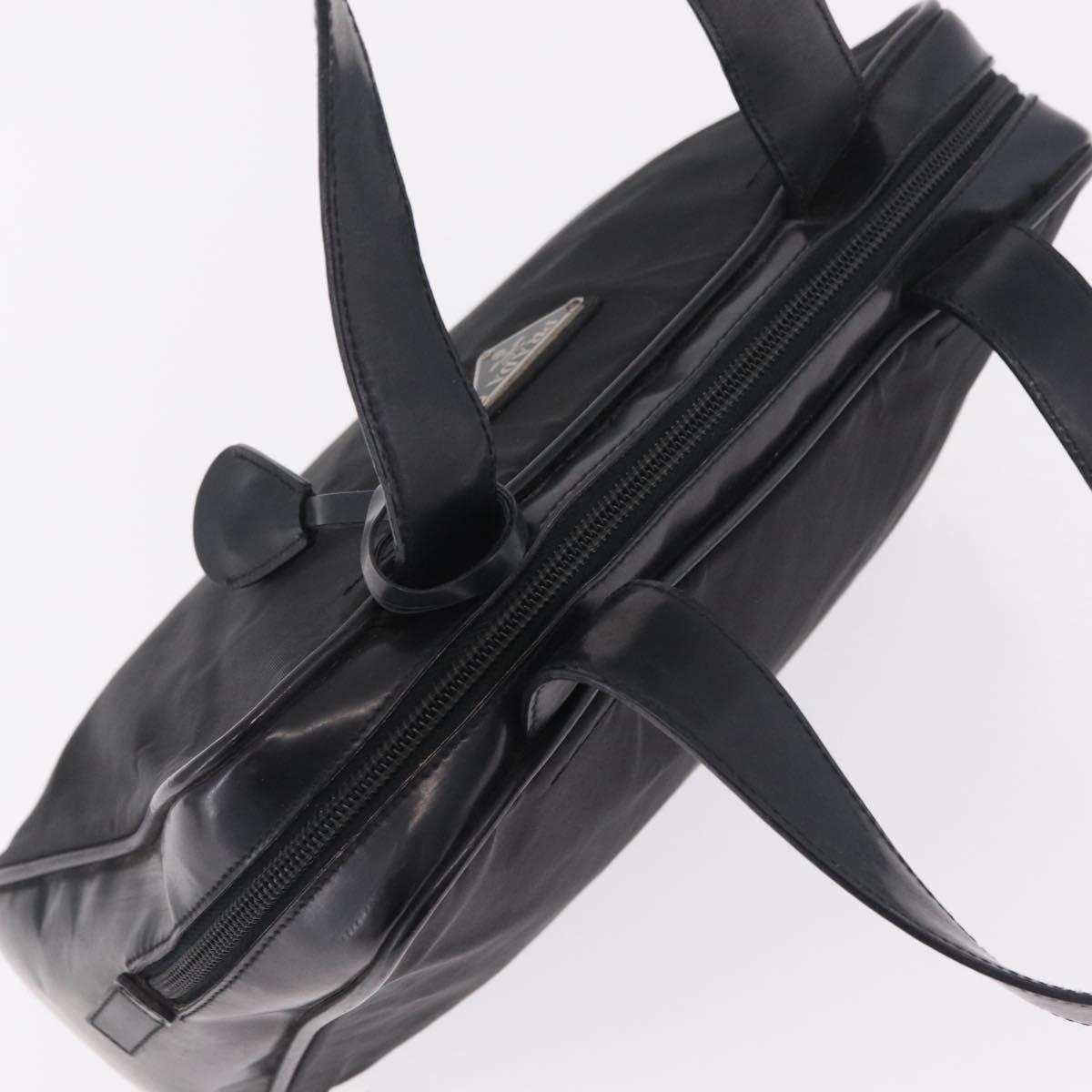 PRADA Hand Bag Nylon Black Silver Auth 216172