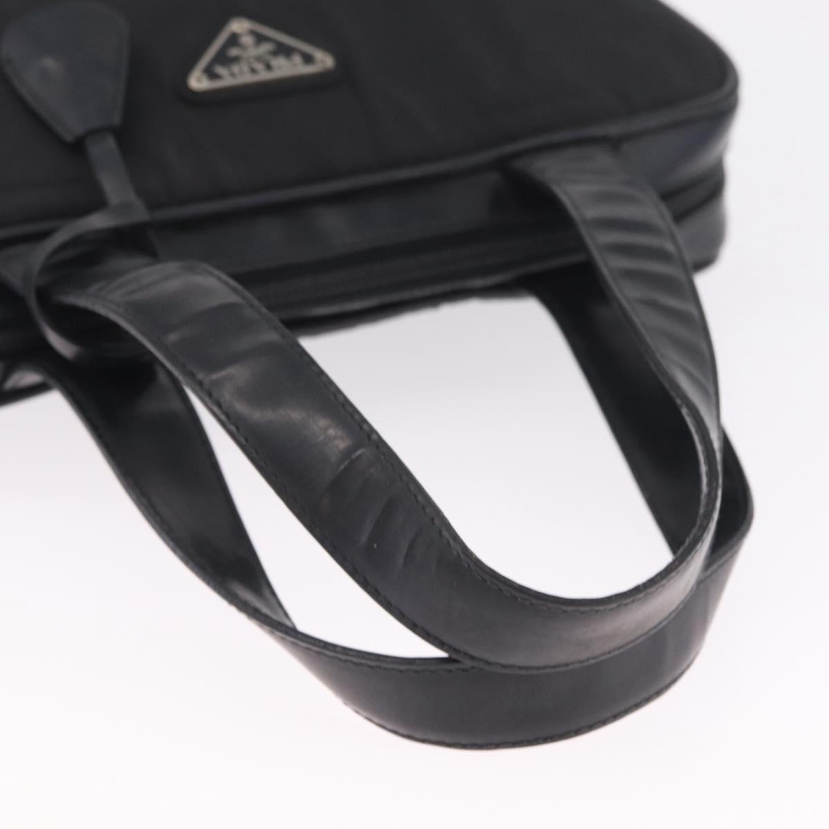 PRADA Hand Bag Nylon Black Silver Auth 216172