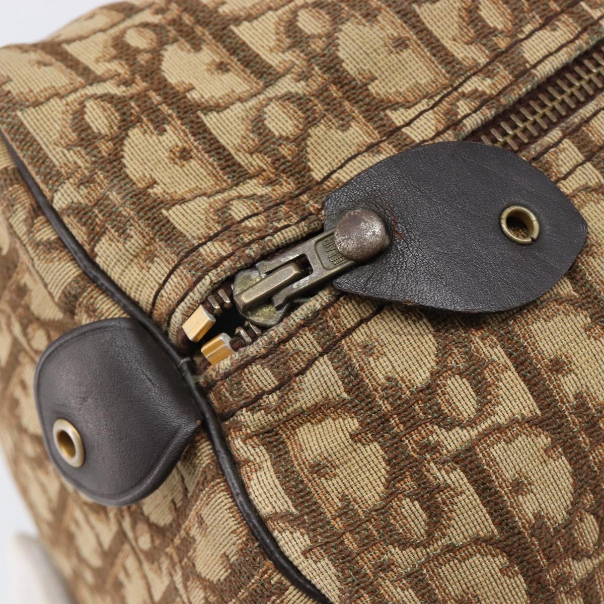 Christian Dior Trotter Canvas Boston Bag Beige Auth 216177