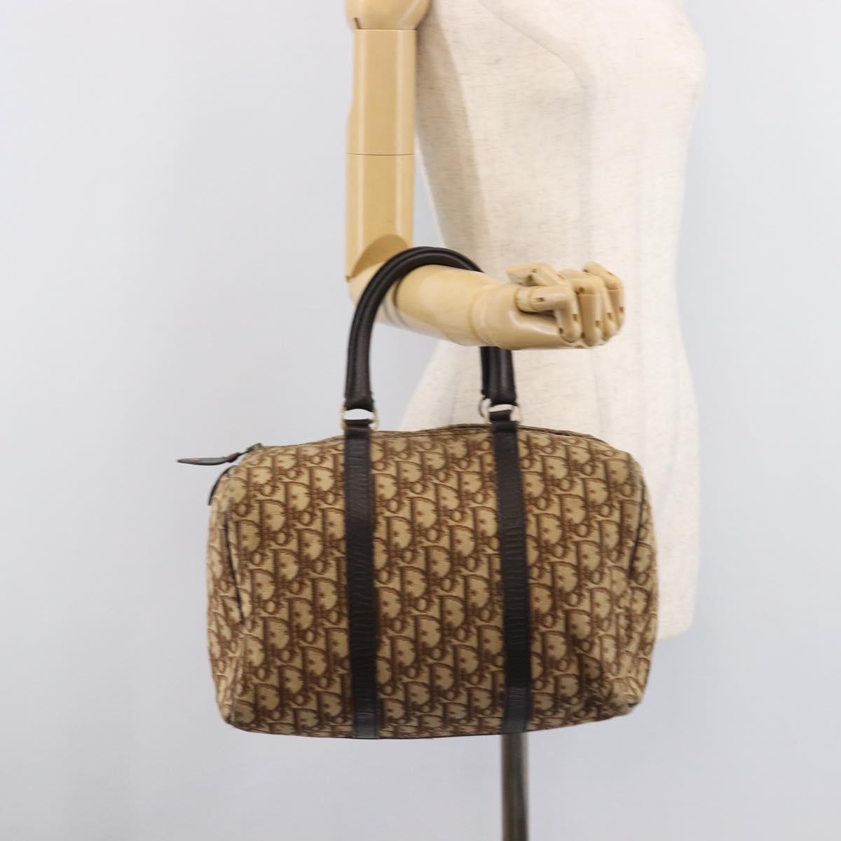 Christian Dior Trotter Canvas Boston Bag Beige Auth 216177
