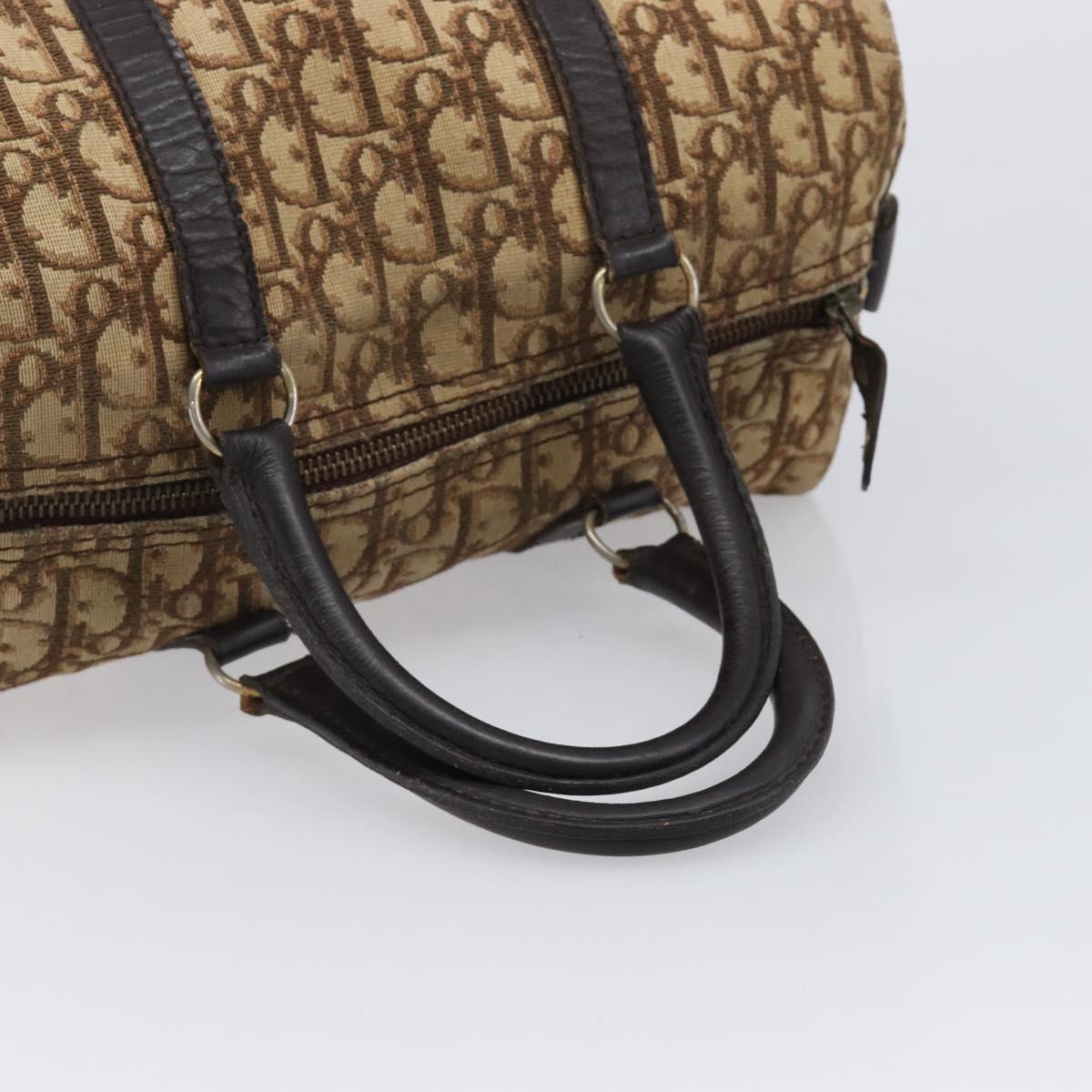 Christian Dior Trotter Canvas Boston Bag Beige Auth 216177