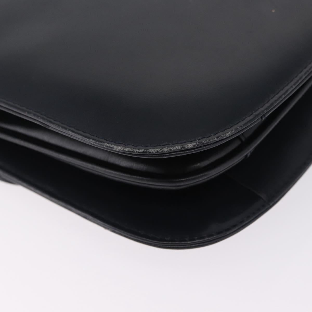 CELINE Shoulder Bag Leather Navy Gold Auth 216179