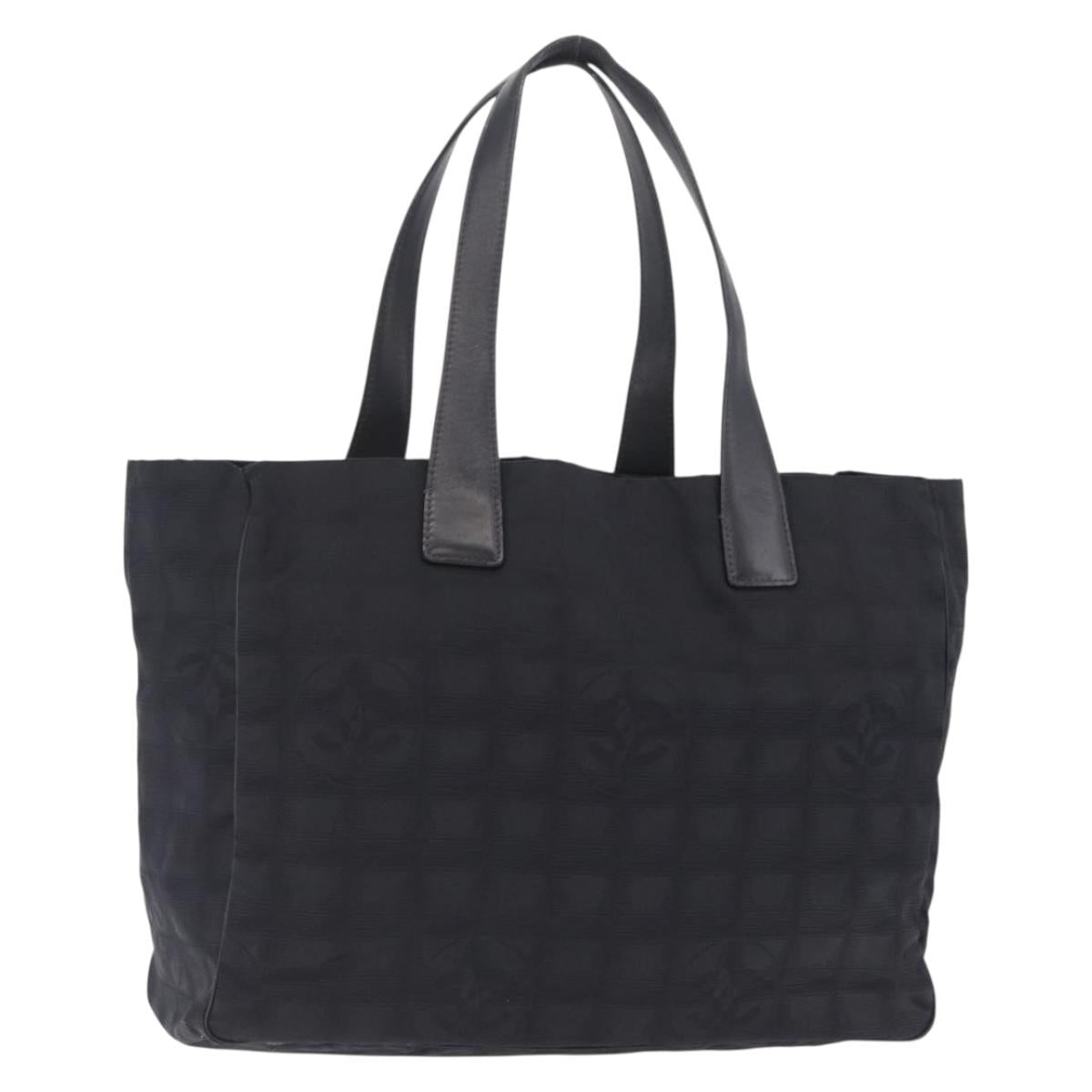 CHANEL New Travel Line Tote Bag Nylon Black CC Auth 216180A