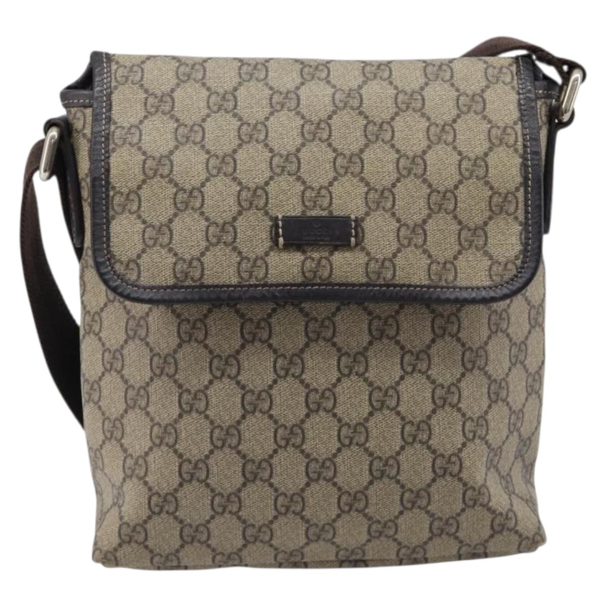 GUCCI GG Supreme Shoulder Bag PVC Beige Gold 223666 Auth 216182A