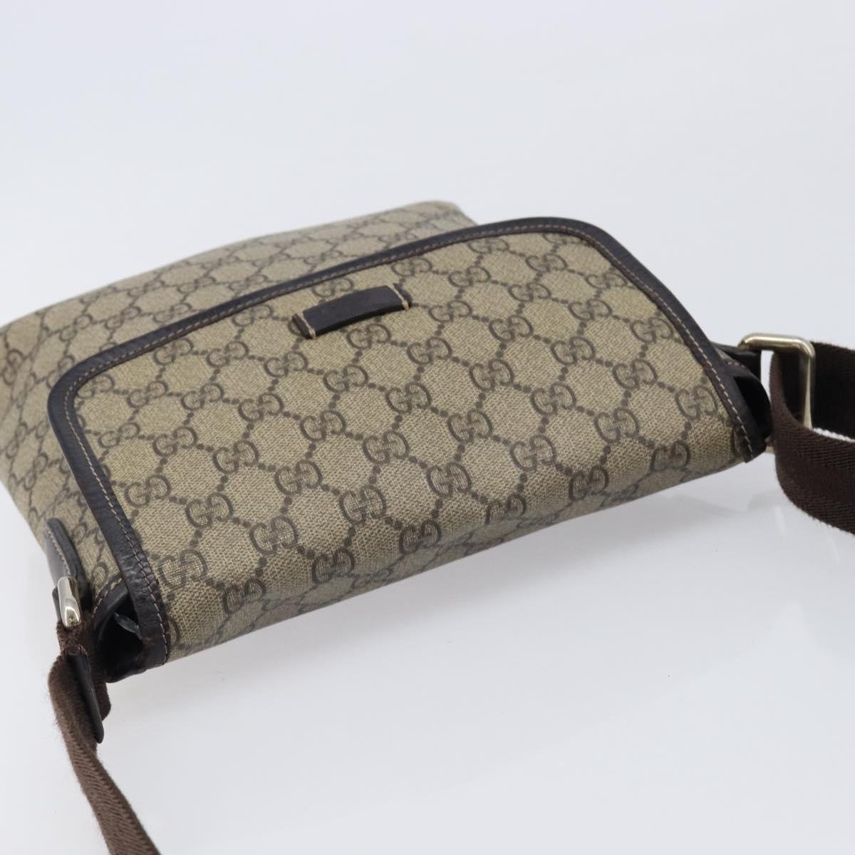 GUCCI GG Supreme Shoulder Bag PVC Beige Gold 223666 Auth 216182A