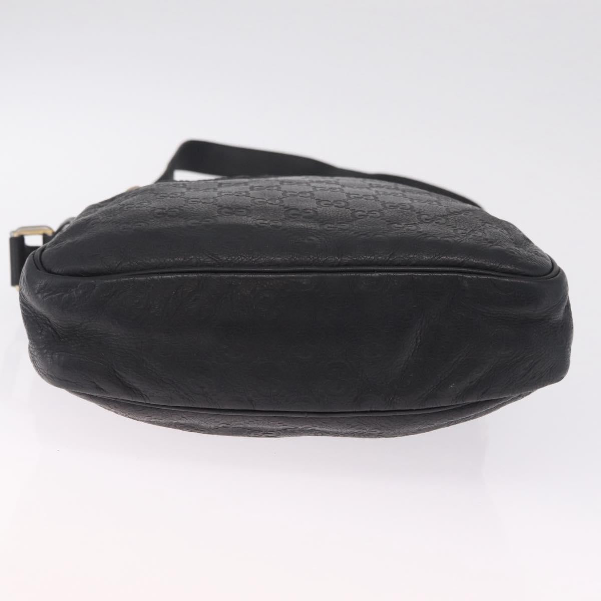 GUCCI GG Canvas Guccissima Shoulder Bag Leather Black Gold 201448 Auth 216184