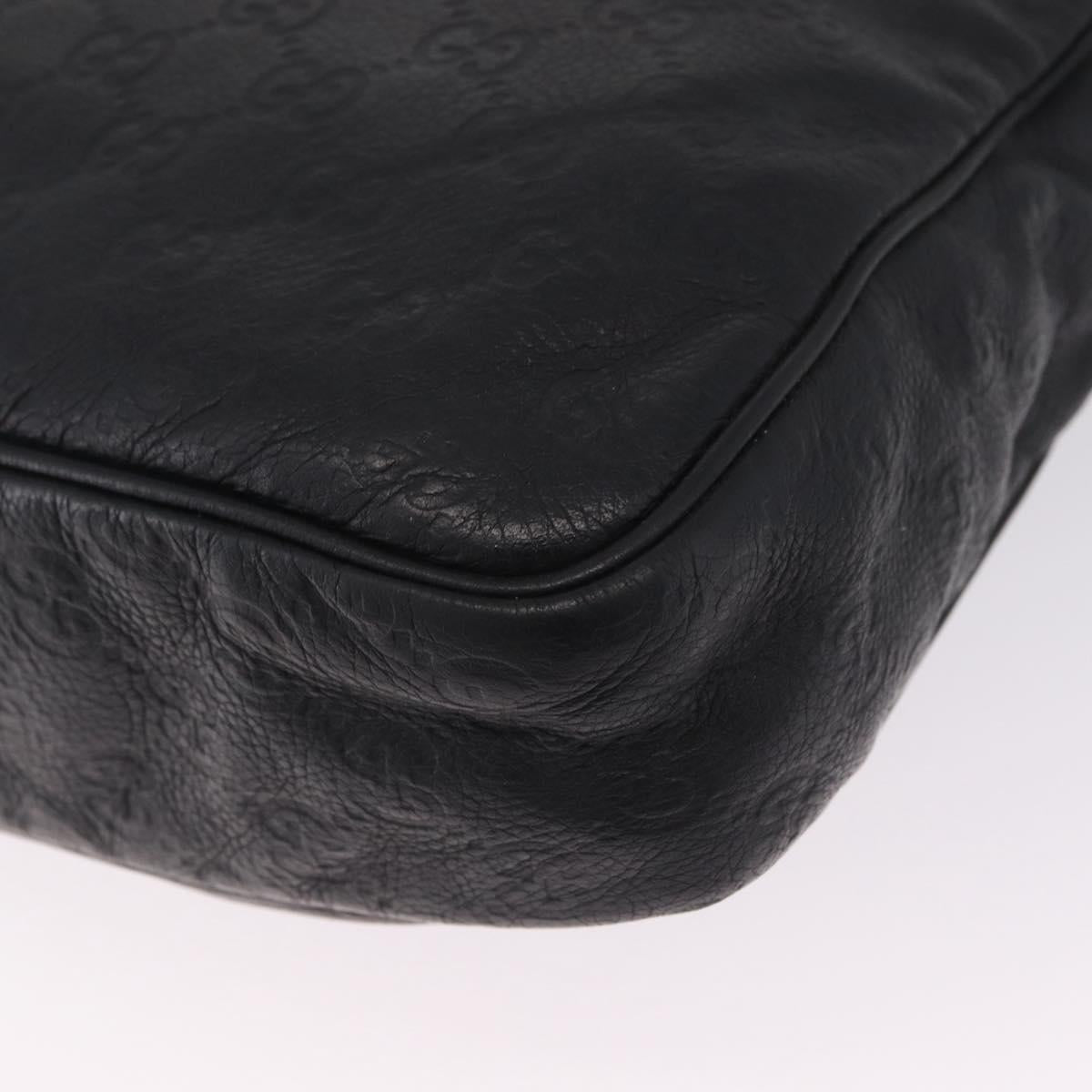 GUCCI GG Canvas Guccissima Shoulder Bag Leather Black Gold 201448 Auth 216184