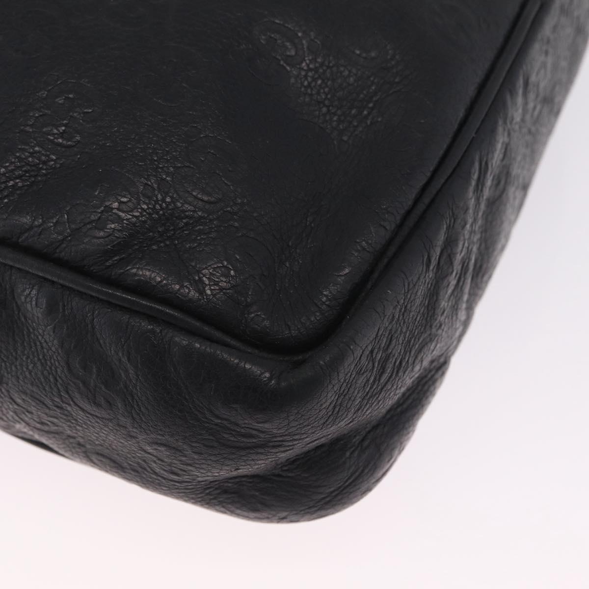 GUCCI GG Canvas Guccissima Shoulder Bag Leather Black Gold 201448 Auth 216184