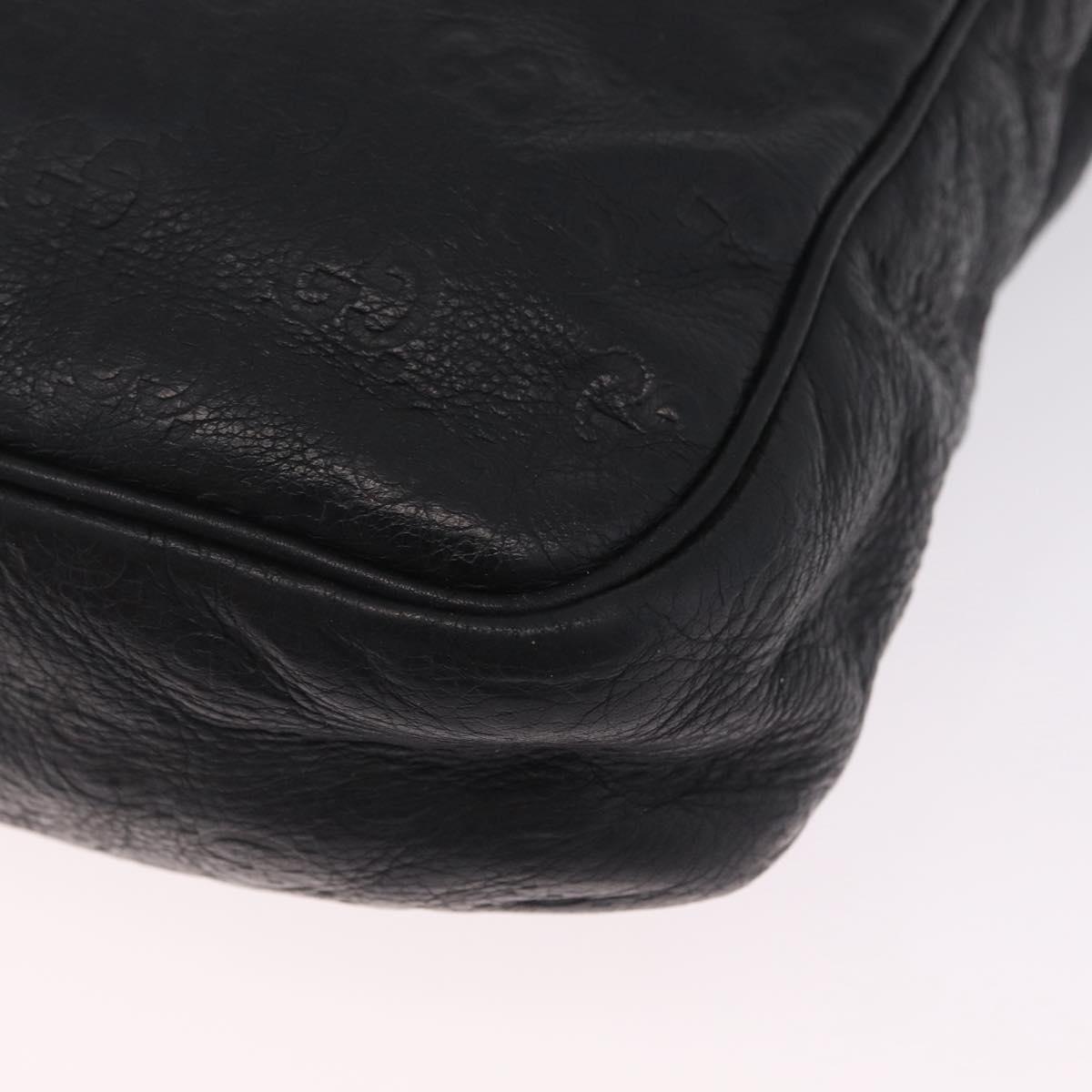 GUCCI GG Canvas Guccissima Shoulder Bag Leather Black Gold 201448 Auth 216184