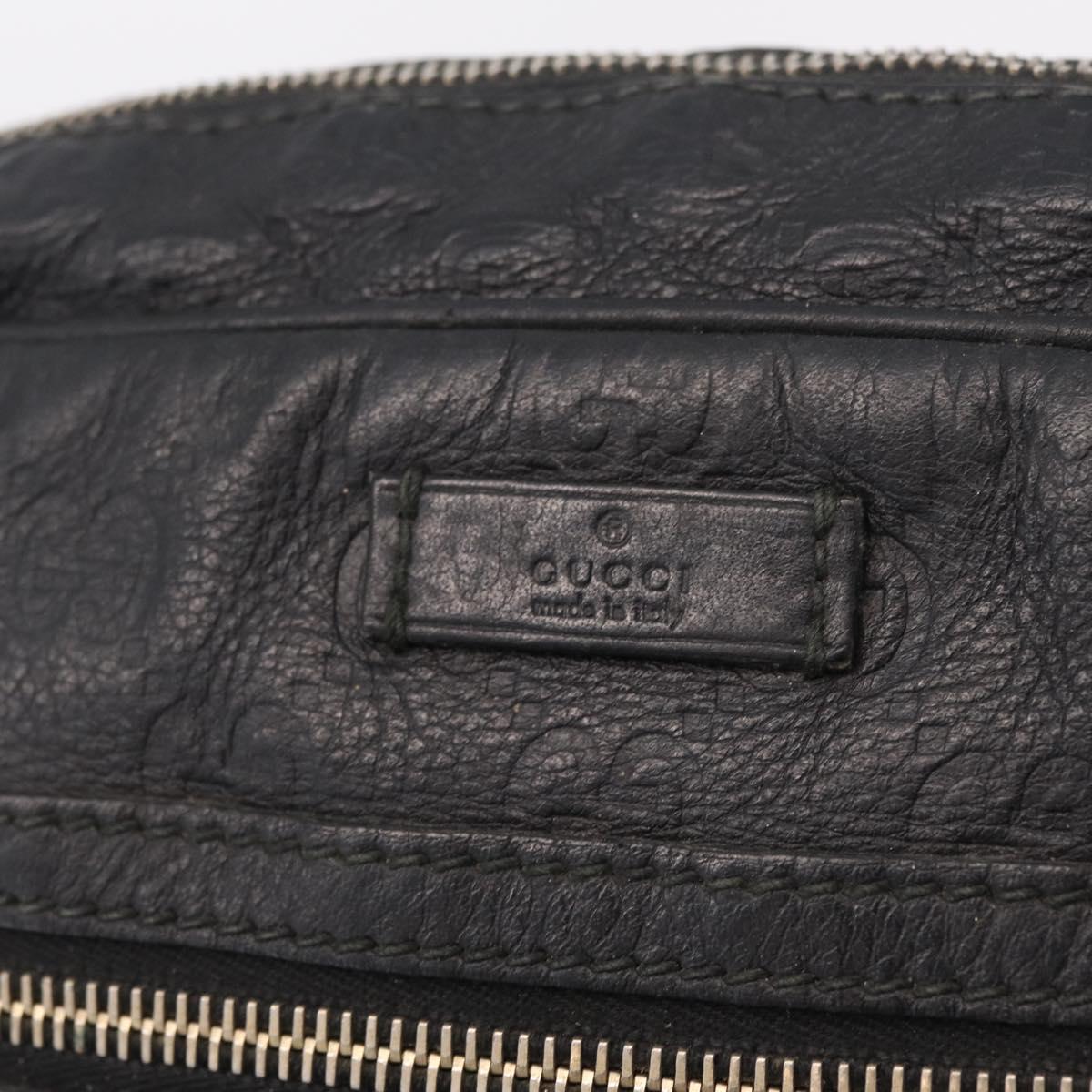 GUCCI GG Canvas Guccissima Shoulder Bag Leather Black Gold 201448 Auth 216184