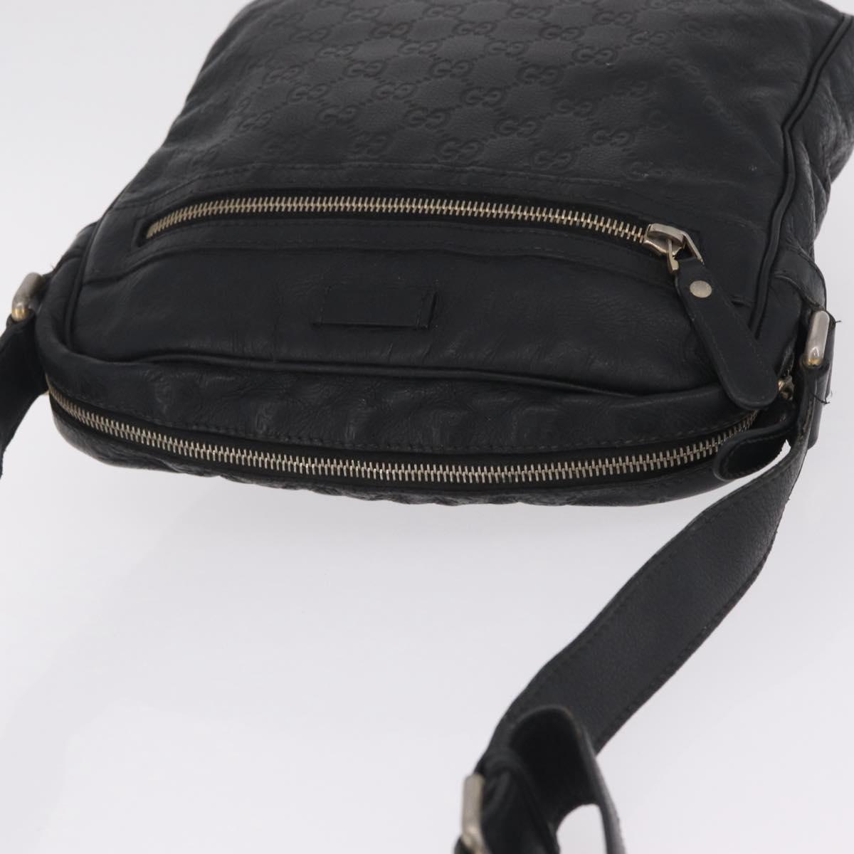 GUCCI GG Canvas Guccissima Shoulder Bag Leather Black Gold 201448 Auth 216184