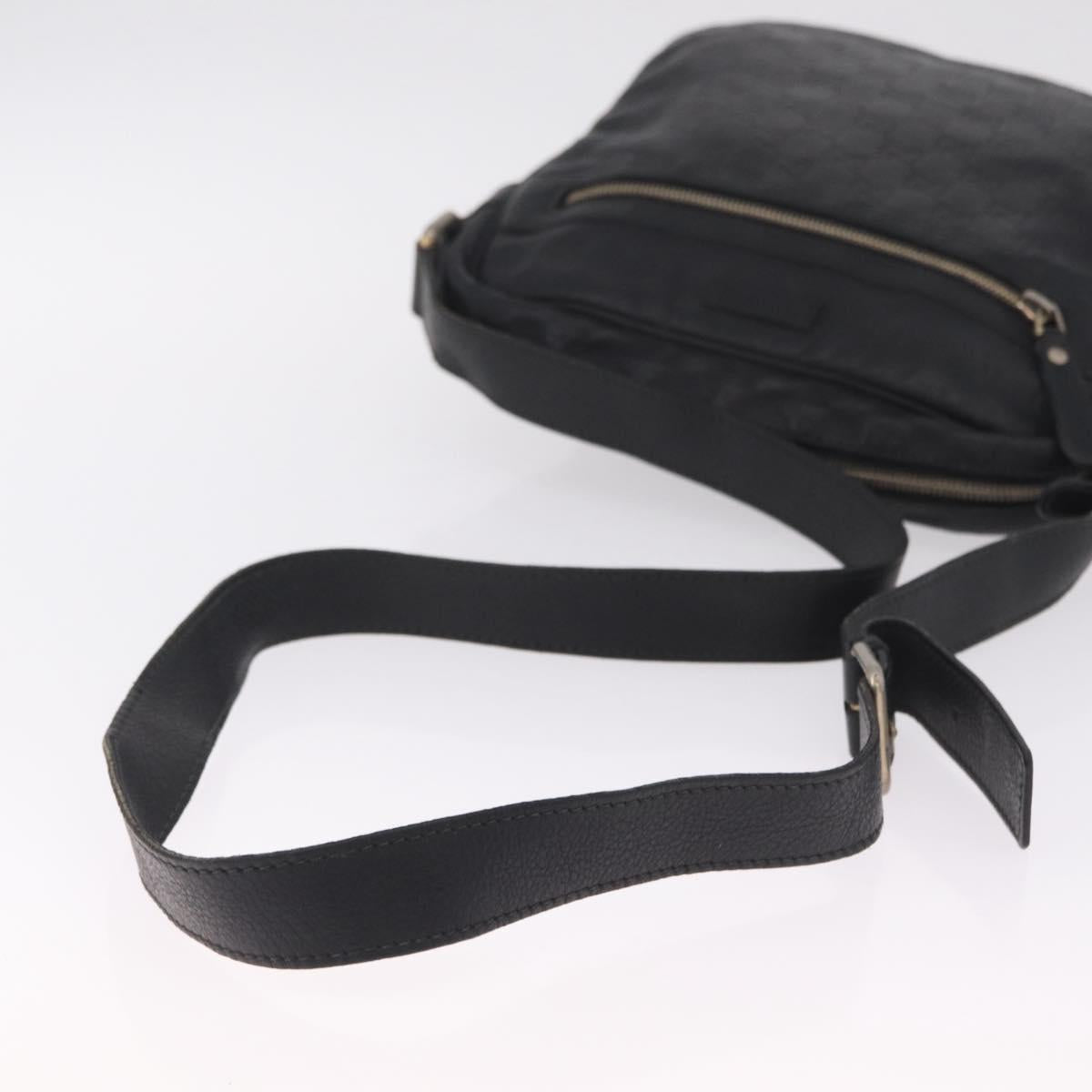 GUCCI GG Canvas Guccissima Shoulder Bag Leather Black Gold 201448 Auth 216184