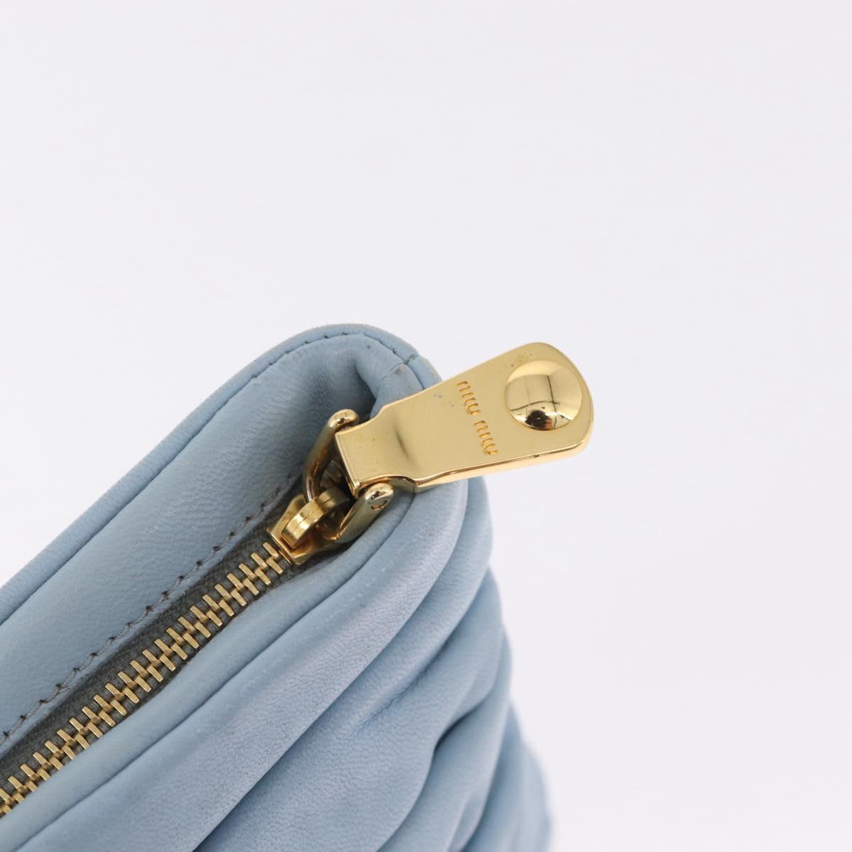 Miu Miu Clutch Bag Leather Light Blue Gold Auth 216189