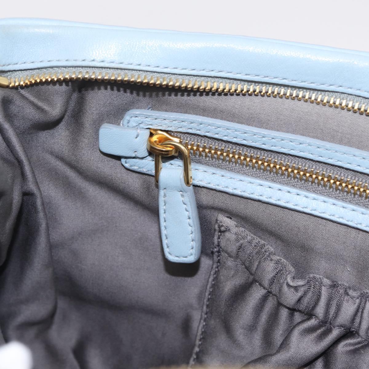 Miu Miu Clutch Bag Leather Light Blue Gold Auth 216189
