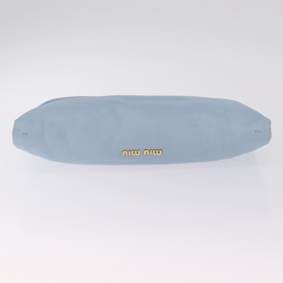 Miu Miu Clutch Bag Leather Light Blue Gold Auth 216189