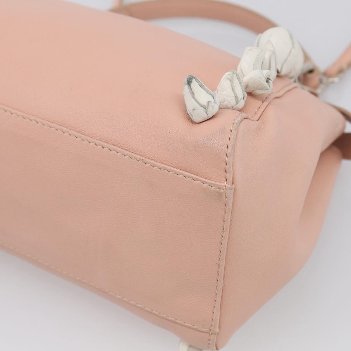 FENDI Mini Peek A Boo Hand Bag Leather 2way Pink Silver Auth 216247A