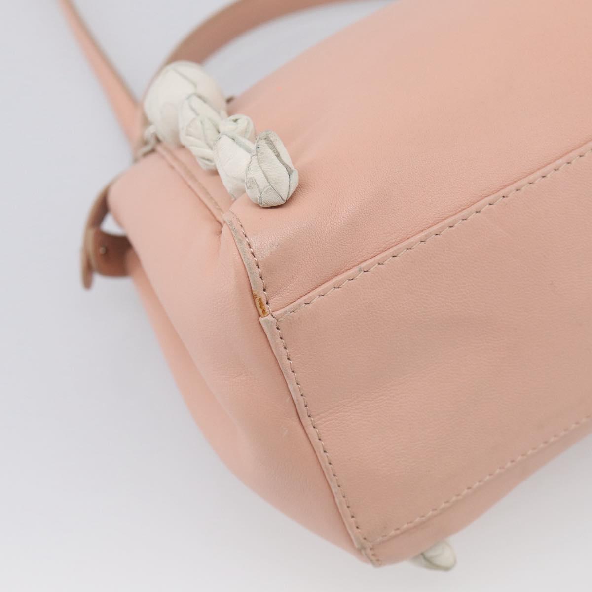 FENDI Mini Peek A Boo Hand Bag Leather 2way Pink Silver Auth 216247A