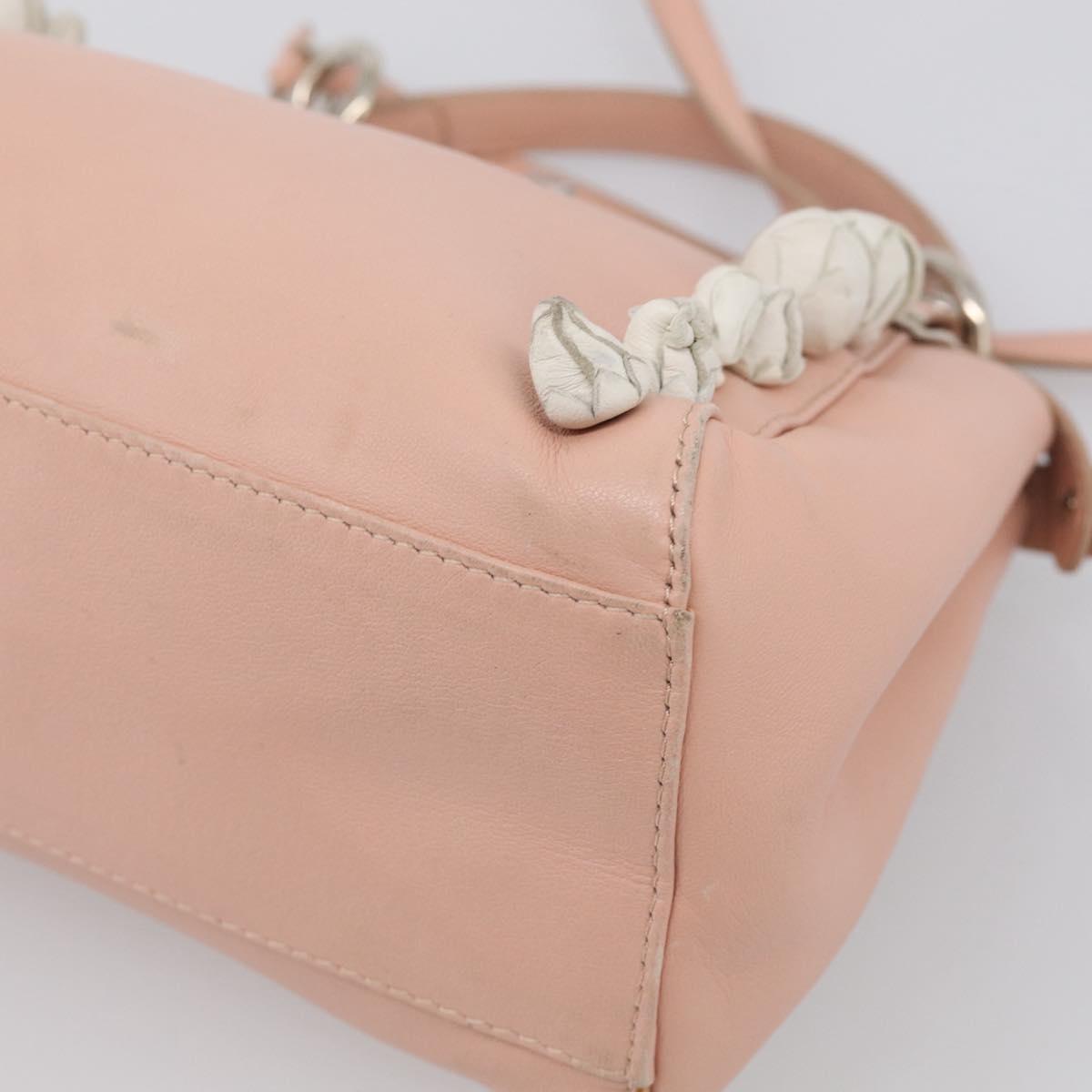 FENDI Mini Peek A Boo Hand Bag Leather 2way Pink Silver Auth 216247A