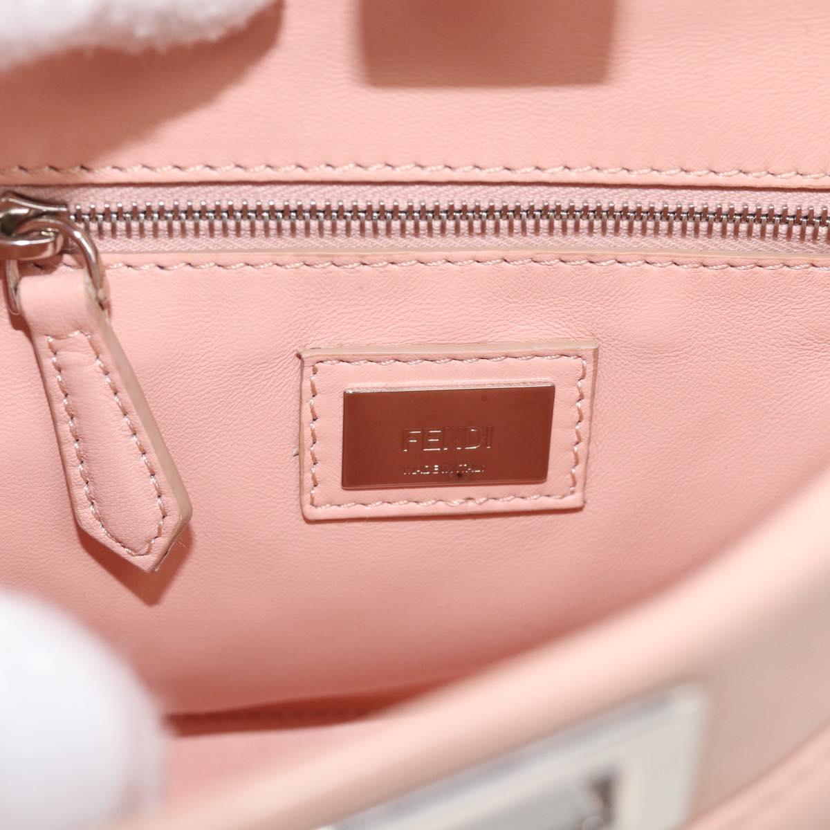 FENDI Mini Peek A Boo Hand Bag Leather 2way Pink Silver Auth 216247A