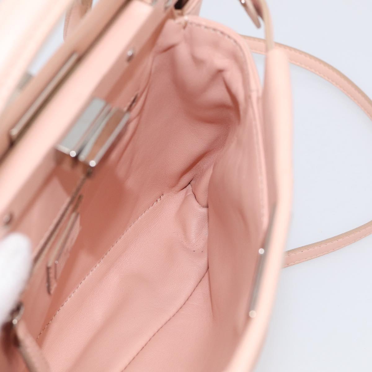 FENDI Mini Peek A Boo Hand Bag Leather 2way Pink Silver Auth 216247A