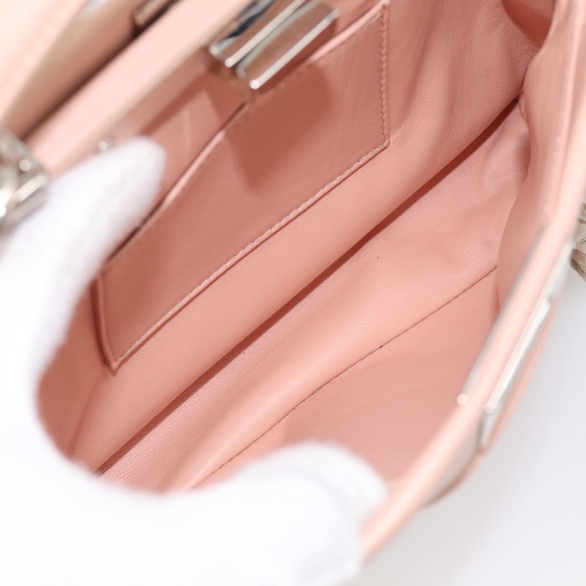 FENDI Mini Peek A Boo Hand Bag Leather 2way Pink Silver Auth 216247A