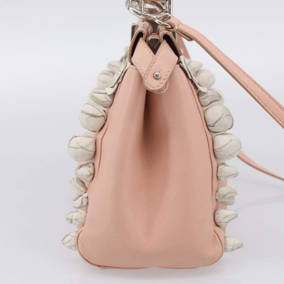 FENDI Mini Peek A Boo Hand Bag Leather 2way Pink Silver Auth 216247A